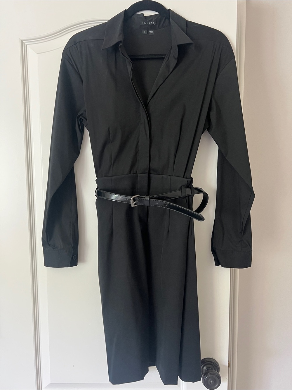 Theory Black botton down Long Sleeve Dress 6